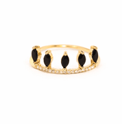 KATJA MIA ONYX THROWN ADJUSTABLE RING best gold plated tarnish and water resistant piece by Irish Jewellery brand - Lynott Jewellery