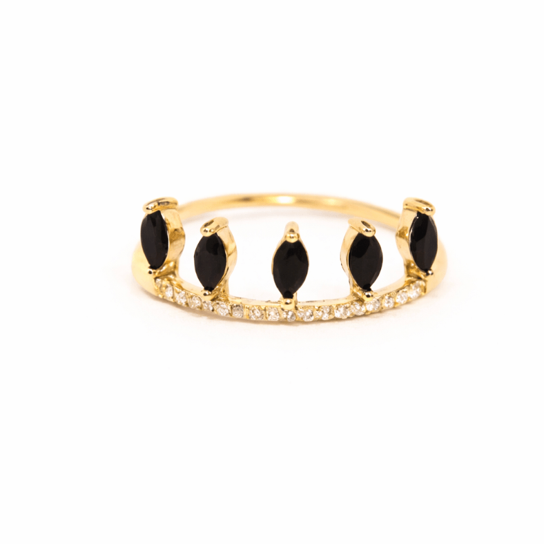 KATJA MIA ONYX THROWN ADJUSTABLE RING best gold plated tarnish and water resistant piece by Irish Jewellery brand - Lynott Jewellery