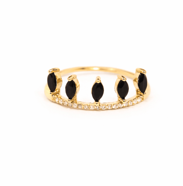 KATJA MIA ONYX THROWN ADJUSTABLE RING best gold plated tarnish and water resistant piece by Irish Jewellery brand - Lynott Jewellery