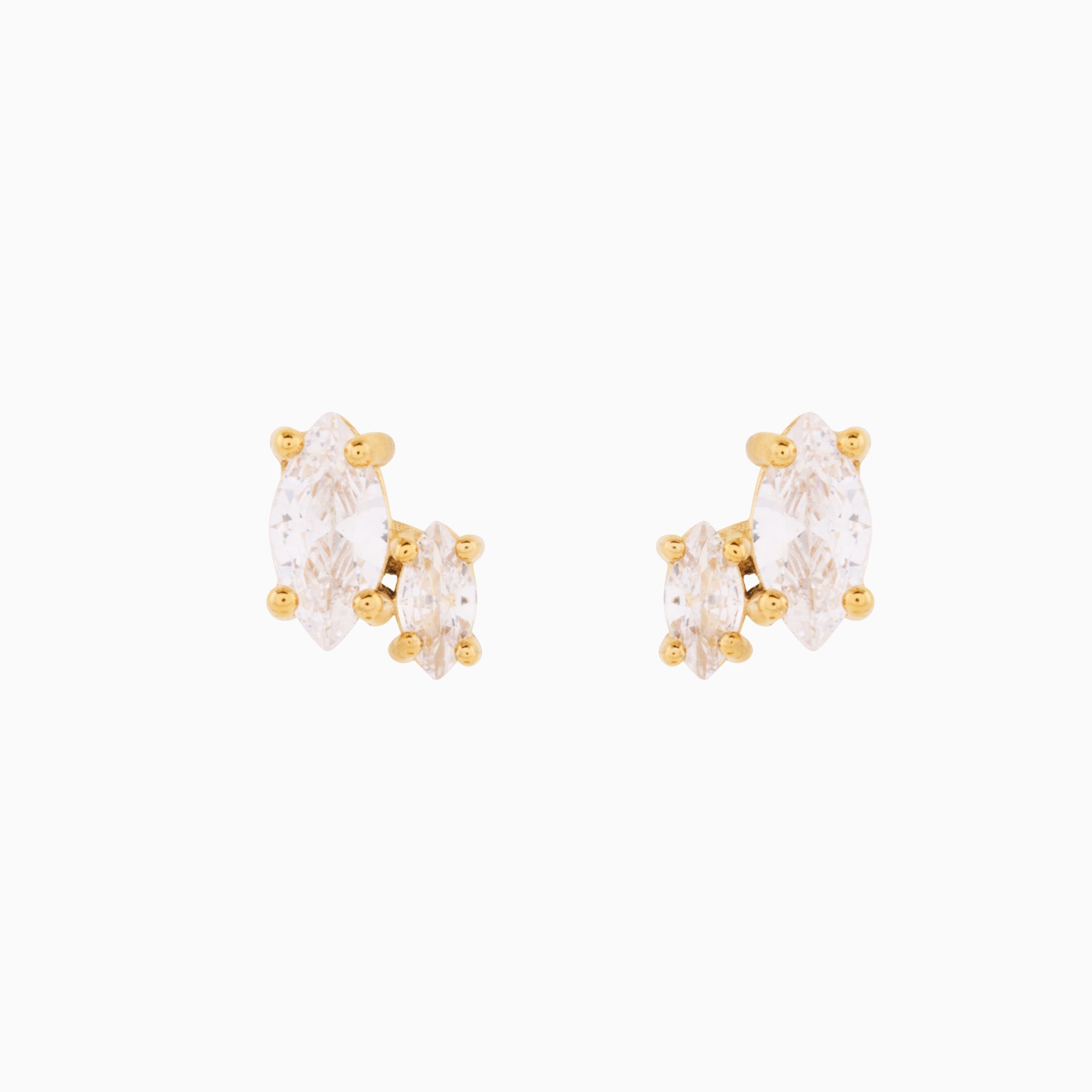 RACHEL GORRY - HANNAH MARQUISE STUDS best gold plated tarnish and water resistant piece by Irish Jewellery brand - Lynott Jewellery