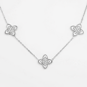 White Clover Necklace & Adjustable Ring Boxed Gift Set (Silver)